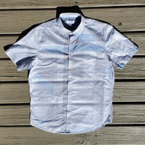 CALVIN KLEIN "GRID" Pattern Short Sleeve Button Shirt